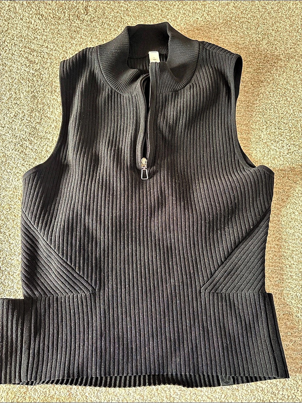 Lululemon Ribbed Open-Back Half-Zip Tank Black